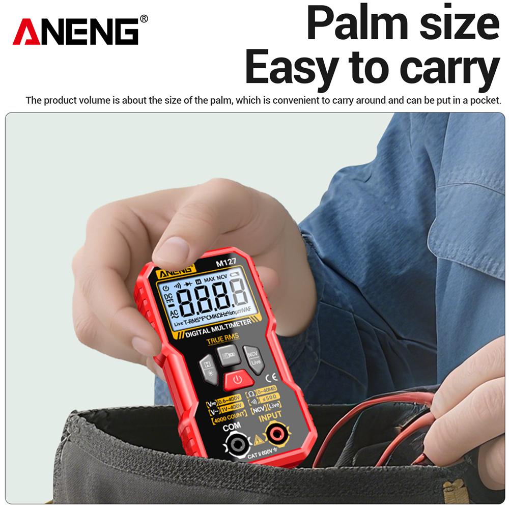 ANENG M127 Digital Multimeter 4000 Counts True RMS Auto Range NCV Voltage Tester Free Gift B15 Voltage Test Pen Electrician Tools with Digital Display