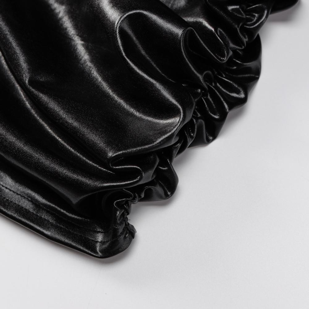 Сексуальное платье, облегающее, с длинными рукавами, платье с морщинами, весна-осень 2025, женское, облегающее, с длинными рукавами, из искусственной кожи, облегающее, с высоким воротом, клубное платье