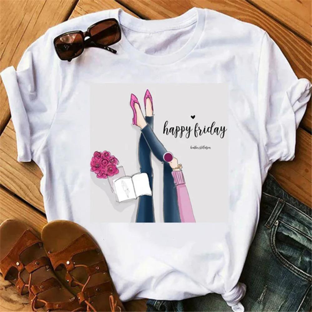 New Fashion High Heels Personalized Printed Women's Summer Short Sleeve T-shirt Casual Tops Oversized T Shirt Harajuku Tee