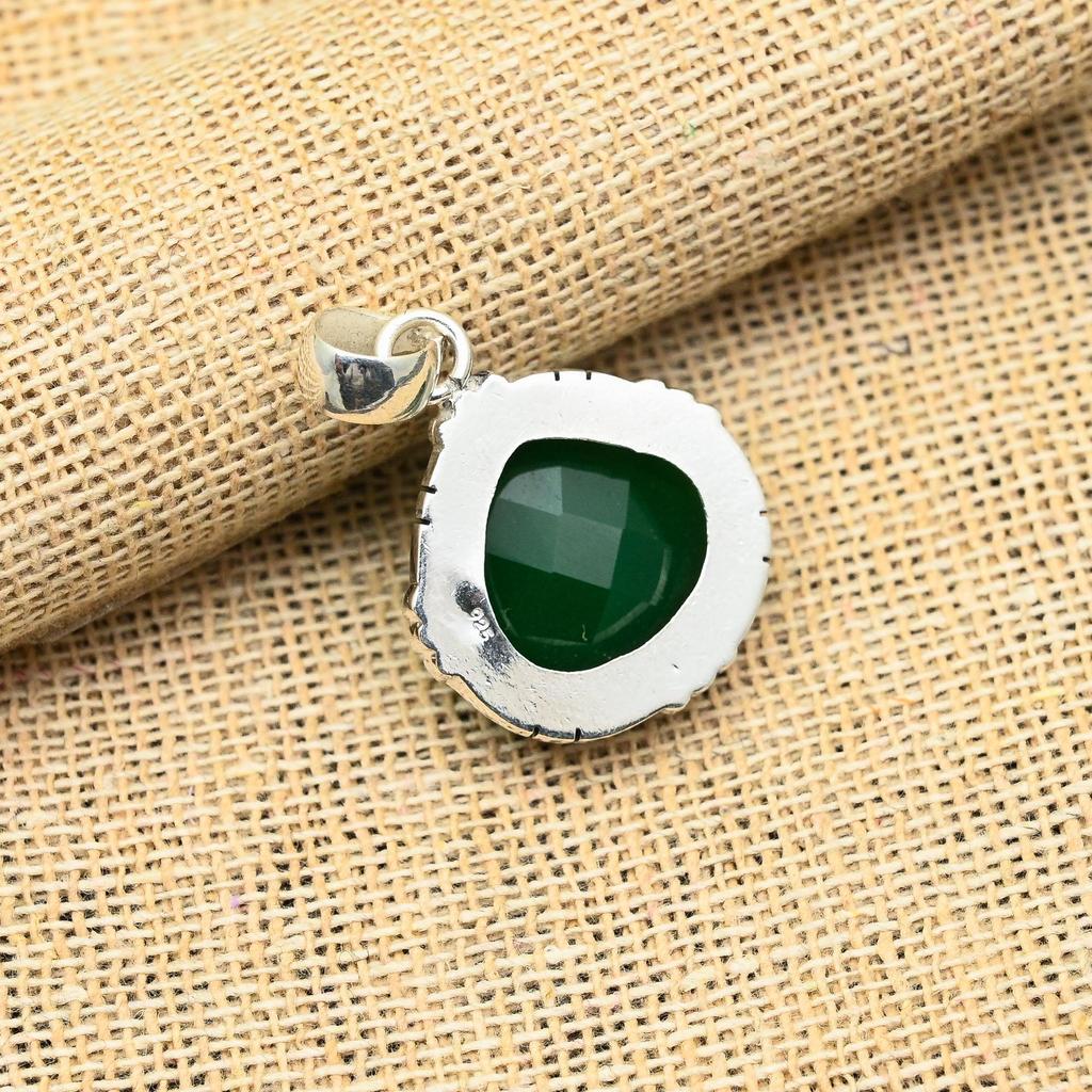 Фантастический зеленый оникс из драгоценного камня ручной работы из стерлингового серебра 925 пробы для женщин