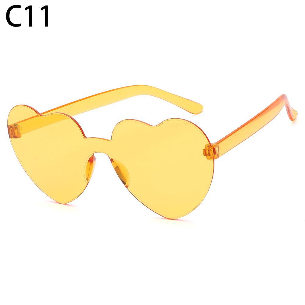 Accessories Trendy Candy Color Eyewear Heart Sunglasses Rimless Sunglasses for Women Heart Glasses