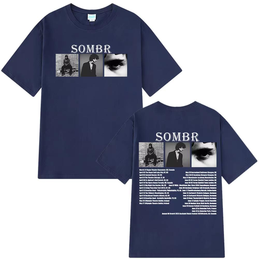 Sombr Merch Футболка с принтом Тур 2026 Мужская Женская Хип-хоп Футболка Модная Одежда Летние Футболки с коротким рукавом Повседневные Футболки Стритвир