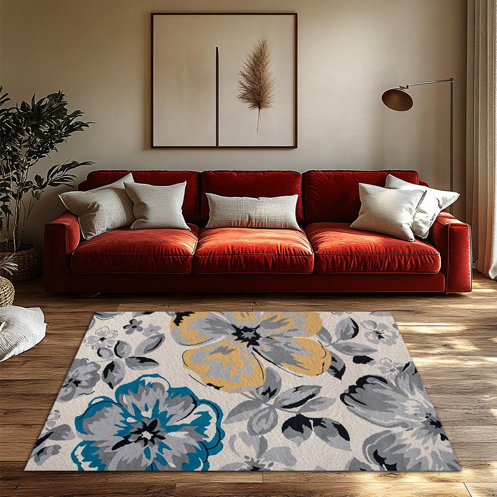 Кремовый цветочный богемный ковер, многоцветный узор, нескользящий ковер, уютный коврик для гостиной для винтажного домашнего декора