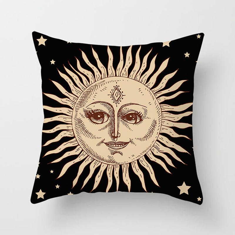 Home Bedroom Living Room Sofa Cushion Cover Decoration Sun Moon Mandala Series Pattern Printing Pillowcase