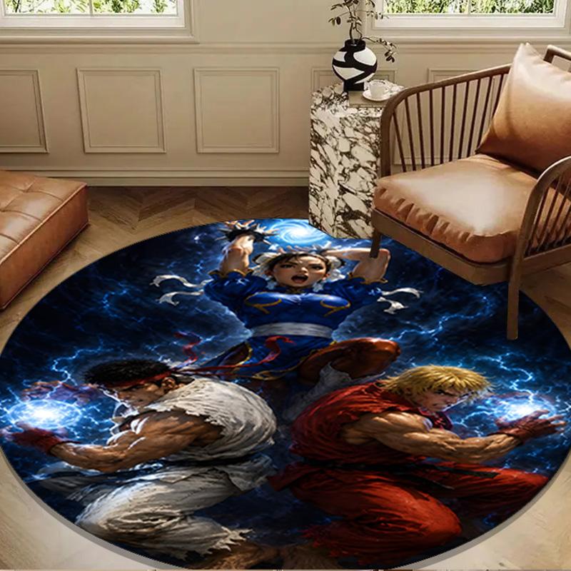 Game Fighter In Action Round mat Home Decor, Chair rug For livingroom,Bedroom, doormat home decor Birthday Gift Christmas Gifts