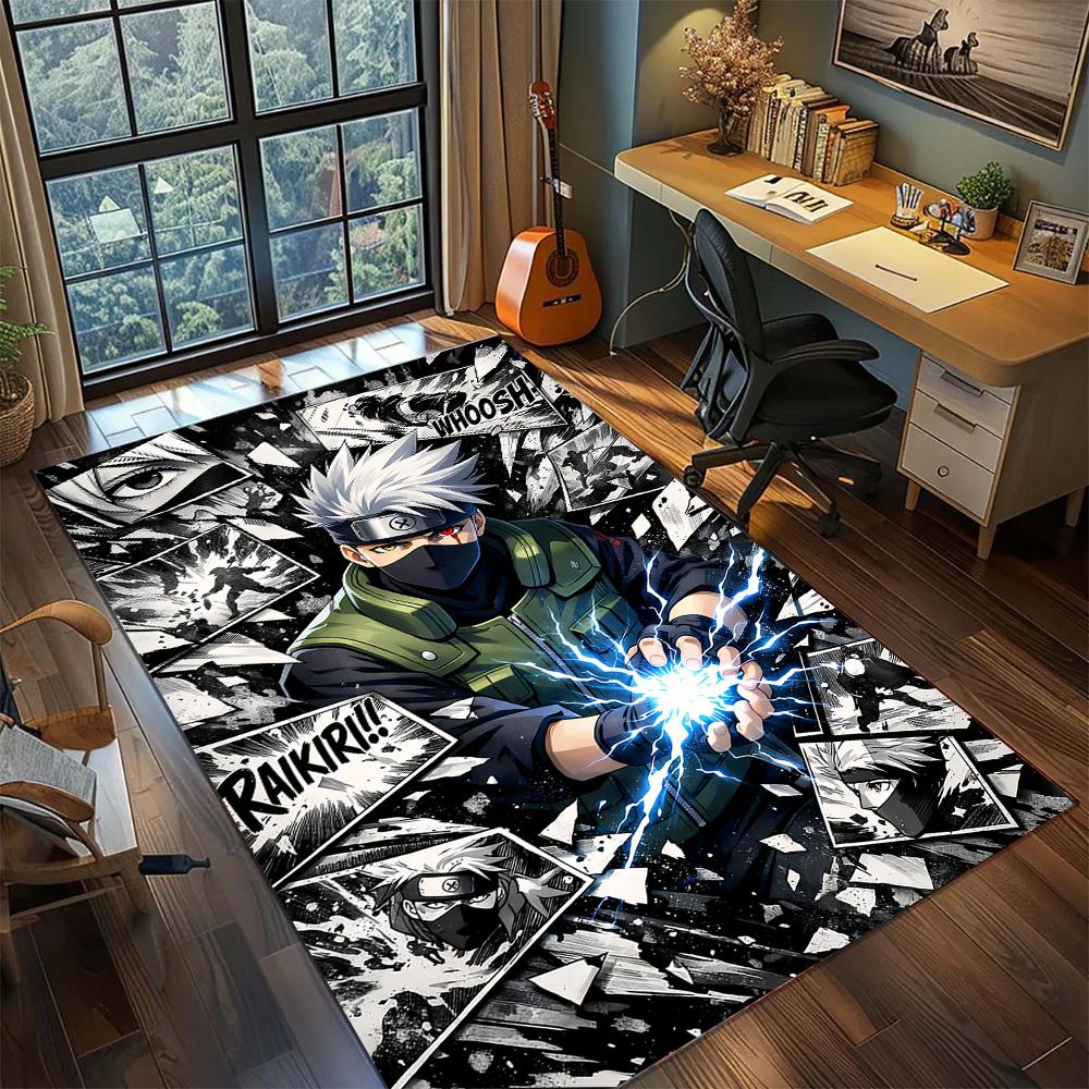 Naruto Hatake Kakashi Sharingan Eye Art Rug Carpet Large Area Rug Non Slip Washable Floor Mat Gamer Room Bedroom Home Decor