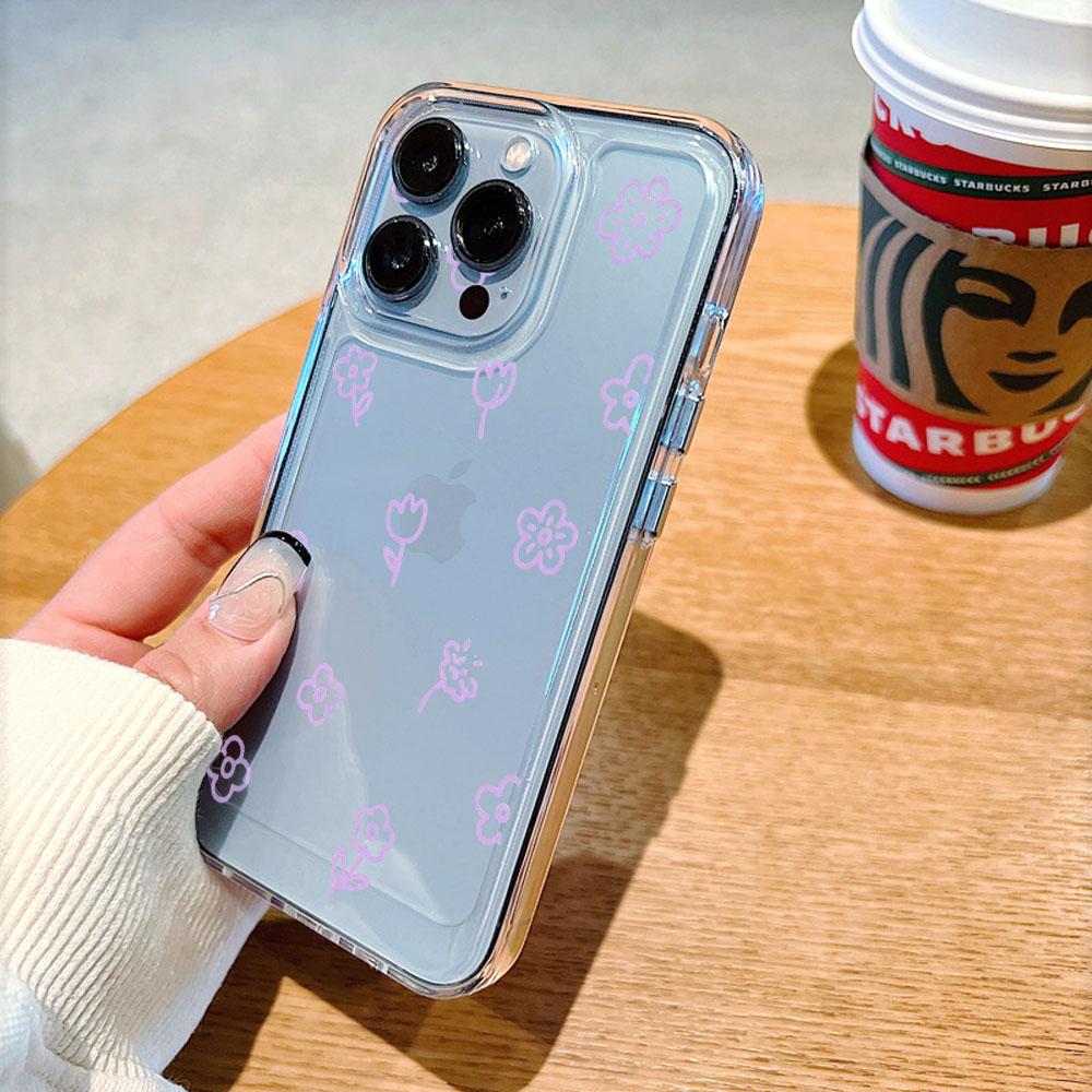 Фиолетовый Цветочный Линейный Рисунок Чехол для Телефона для Xiaomi Redmi Note 15 14 13 12 11 10 9 8 Pro Plus Мягкий Ударопрочный Защитный Чехол