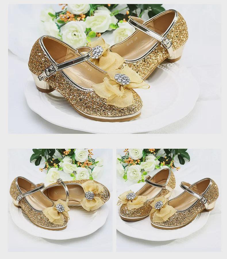 2024 Модные туфли на высоком каблуке в корейском стиле для девочек - Обувь для маленьких принцесс