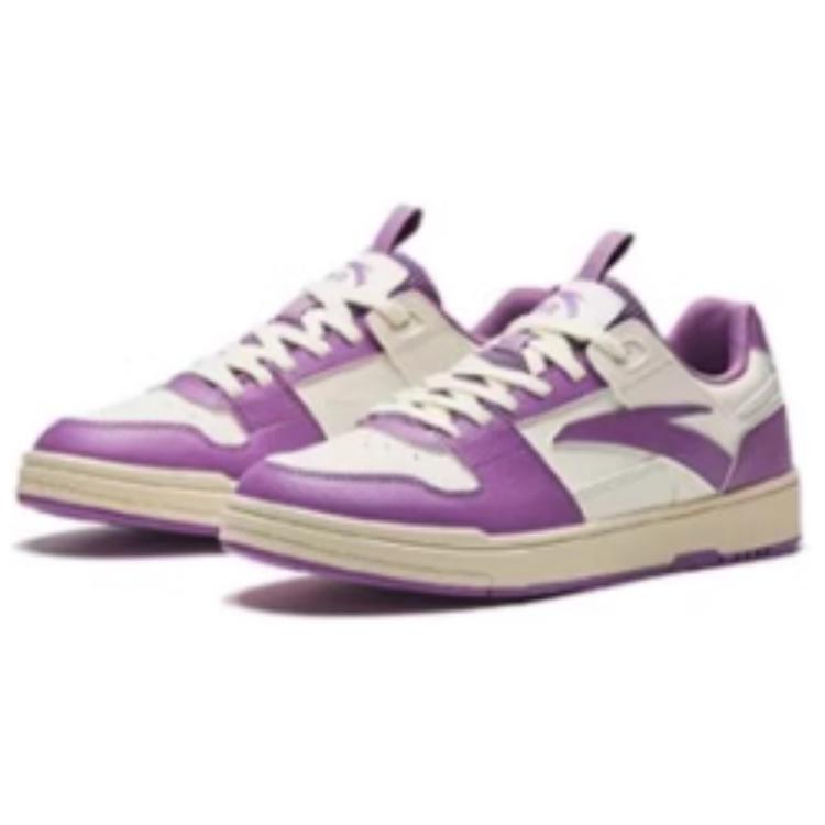 Anta Yuan Qi Non slip Lightweight Low top Skateboard Shoes Women's White Purple 922448019-5