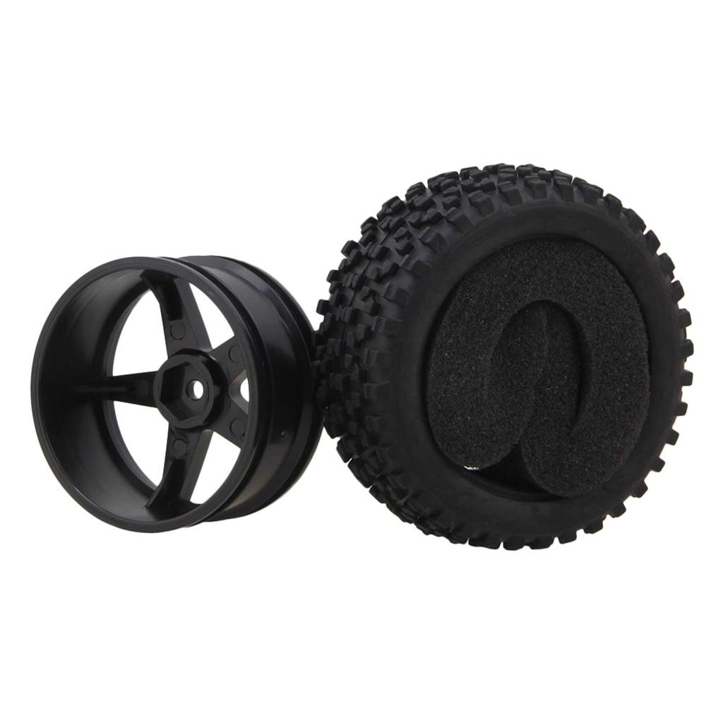 Mxfans Black Dot Pattern Rubber Tires Black Pentagram Wheel Rims for 4-Pack & RC110 Off-Road