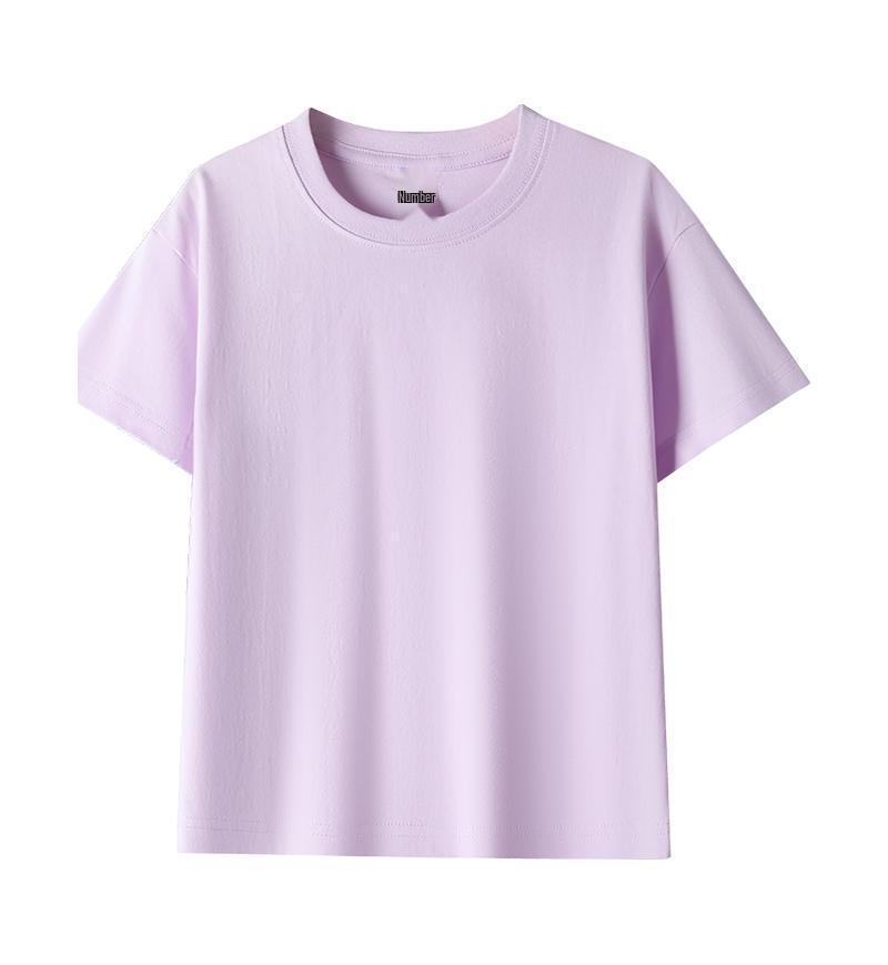 Unisex Heavyweight Pure Cotton Solid Color Short Sleeve Round Neck T-shirt