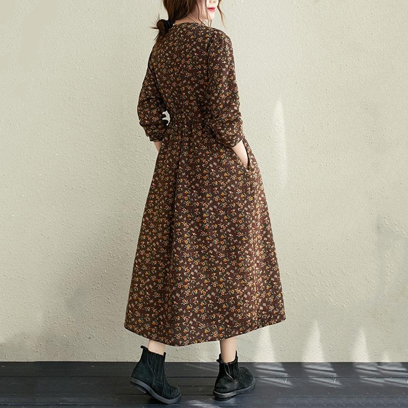 Женское повседневное свободное платье из хлопка и льна с длинным рукавом больших размеров