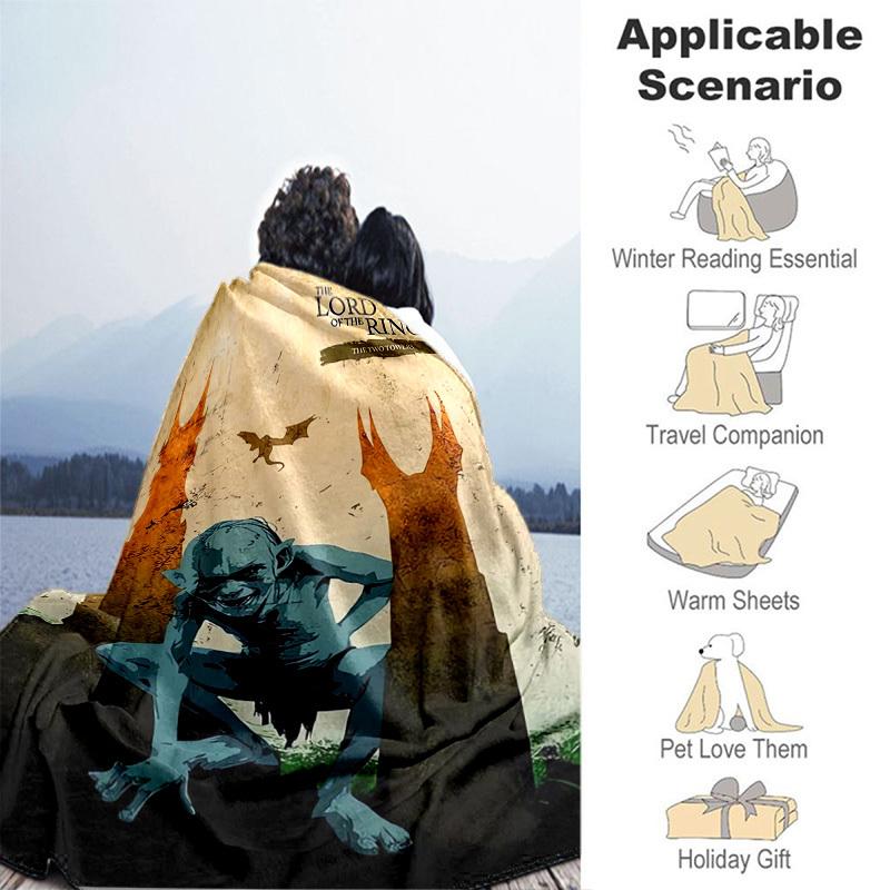 1pc Gollum The Two Towers Cartoon Blanket,Portable Throw for Travel & Camping, All Season Cozy Blanket,Ideal Gift