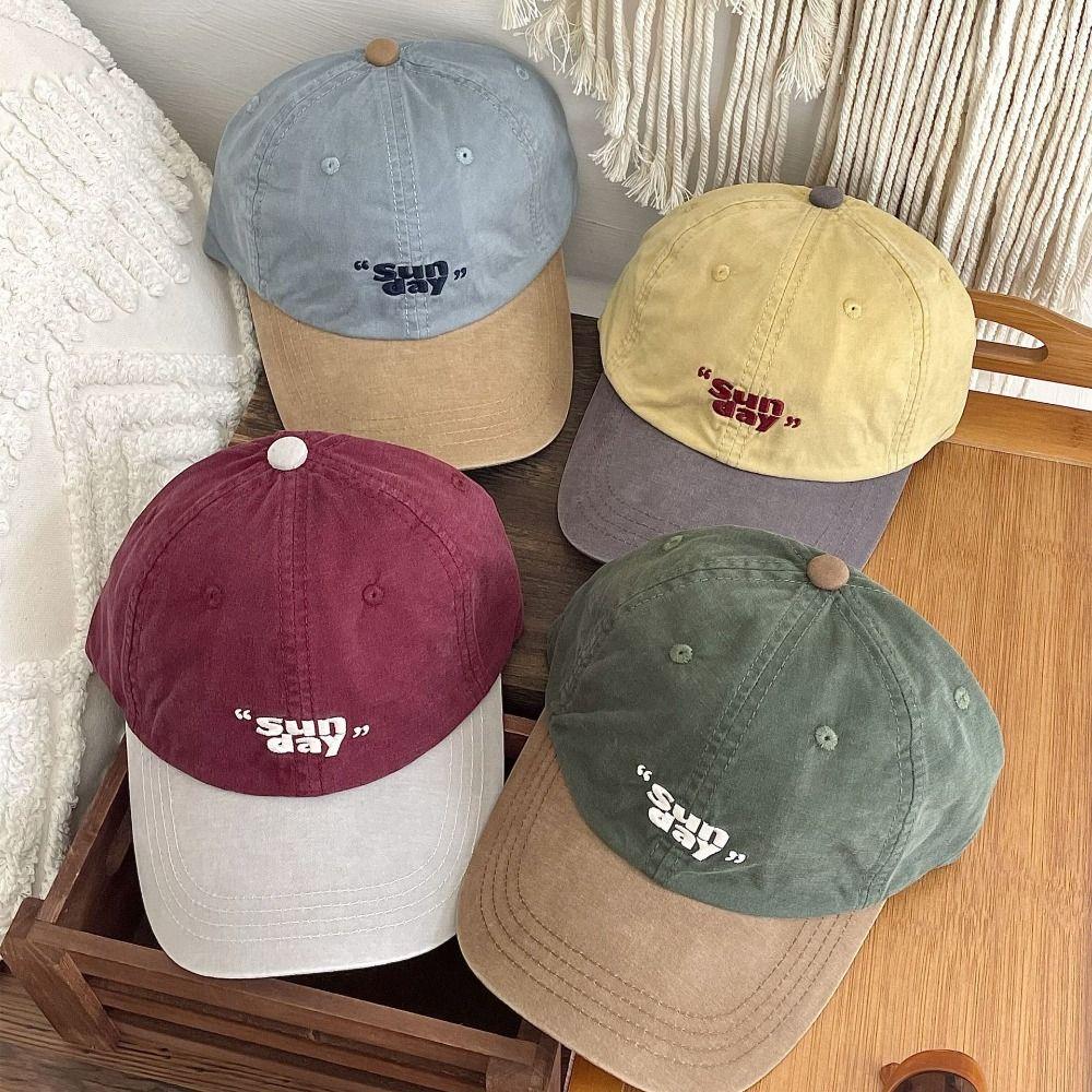 Stitching and Contrasting Colors Casual Baseball Cap Korean Style Soft Top Peaked Cap Woman's
