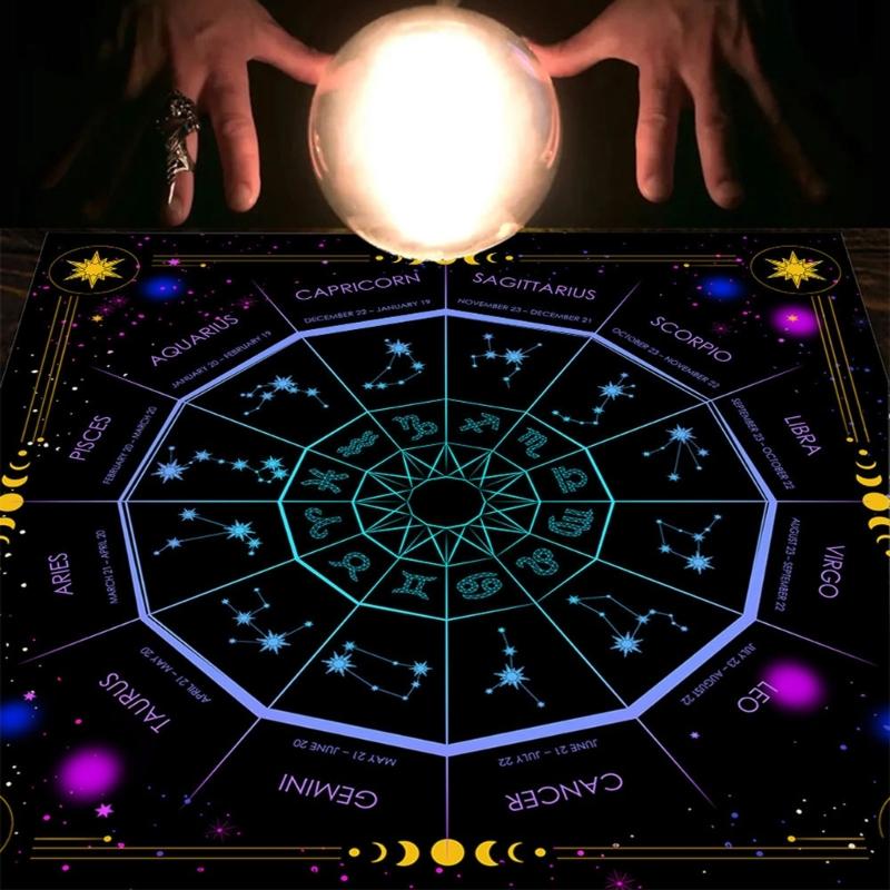 Квадратная скатерть для гадания маятником, коврик для карт Таро, скатерть для алтаря с рунами