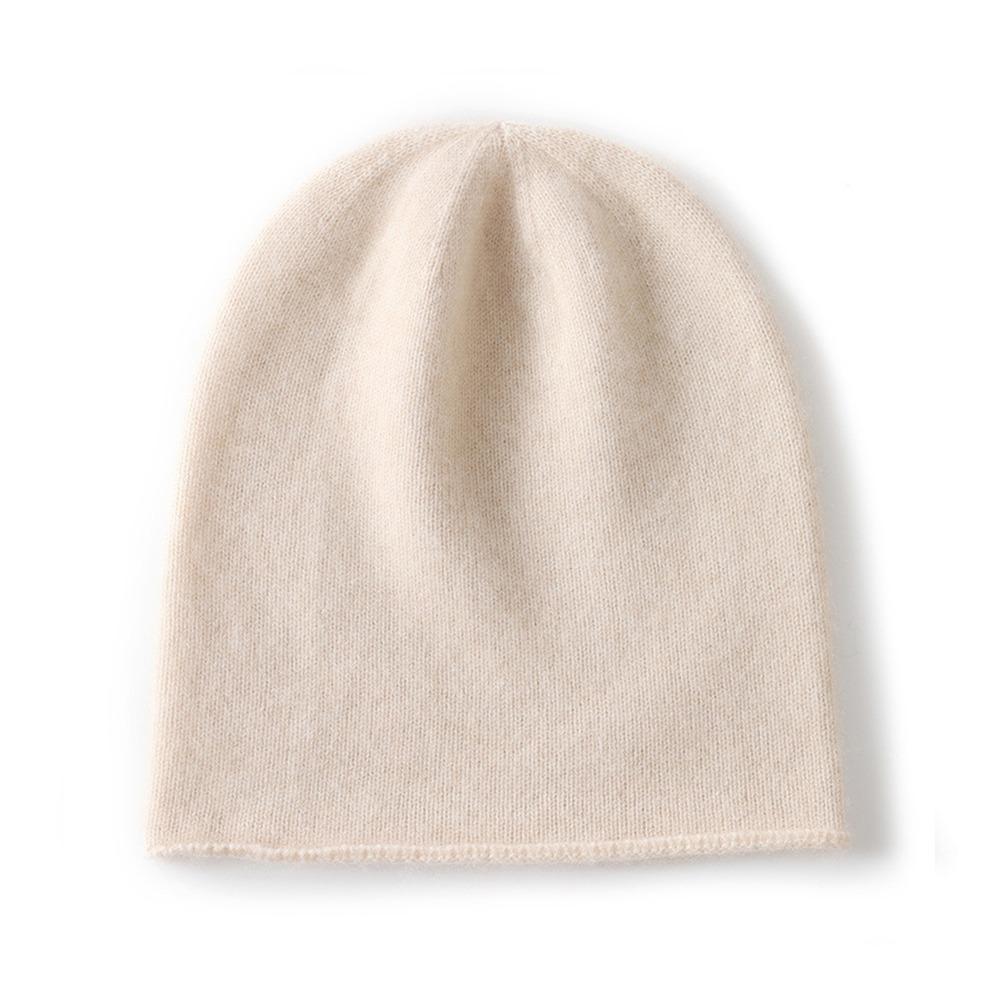 Casual Cashmere Cashmere Knitted Hat Solid Color Unisex Beanie Hat Rolled Edge Ear Protection Cap