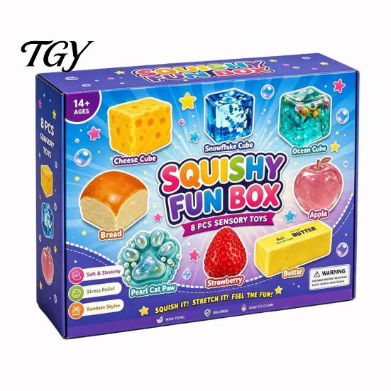 Palm Sized Stress Relief Gadgets 4/5/8Pcs Squeeze Toy, Soft Ball Fidget Balls Anxiety Reduction Hand Decompression Gadget for Kids Adults