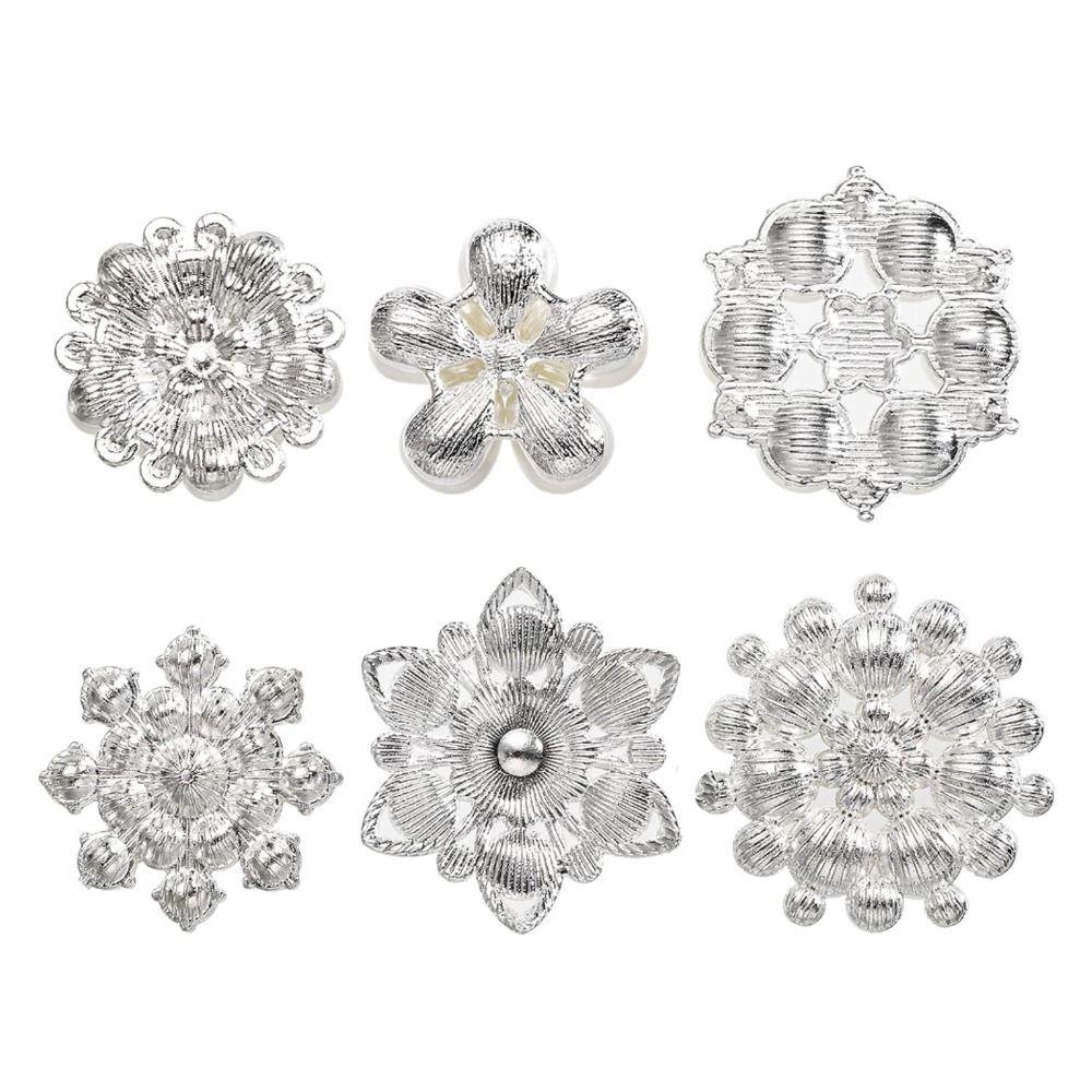 30 шт. Пуговицы-цветы с жемчугом и стразами 6 стилей Пуговица-цветок Блестящие пуговицы Домашнее украшение