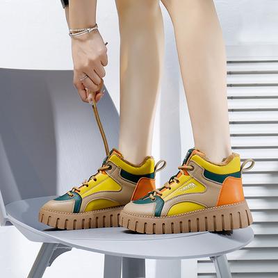 Модные зимние плюшевые теплые женские кроссовки 2024 года, новый дизайн с цветными блоками, модные и прочные женские повседневные туфли на платформе Zapatos De Mujer