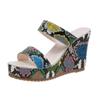 Wedge Slippers Women's Snakeskin Double Strap Platform High Heels Multicolor Summer Sandals Women Slides Open Toe Slippers Shoes
