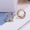 Корейская мода простые цветные серьги-цветы прозрачные темпераментные хрустальные серьги-лепестки со стразами популярные аксессуары оптом