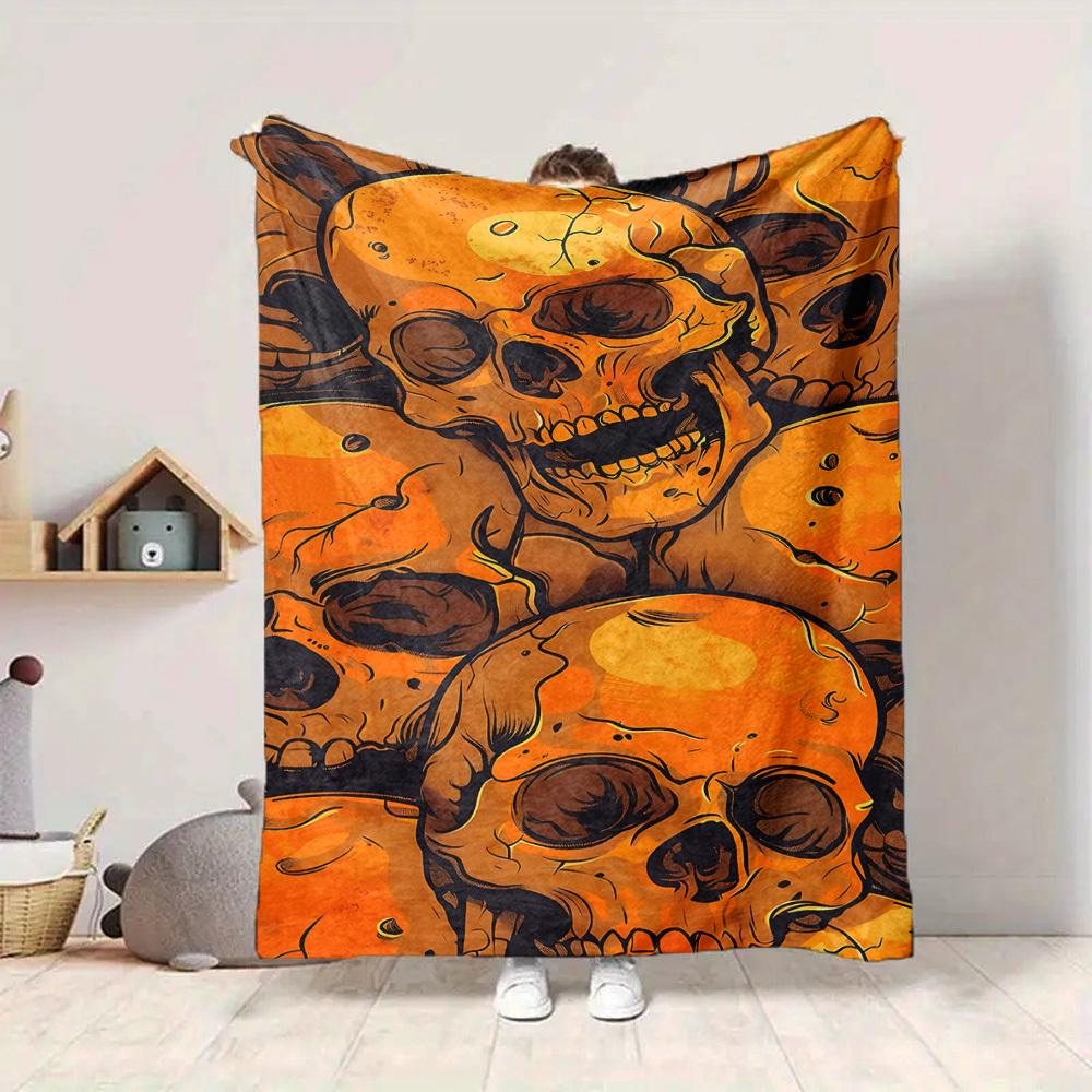 1pc Skull Horror Lightweight Flannel Blanket, Comfortable and Warm Blanket, for Office and Camping Sofa Bed, Livingroom164