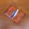 New Head Layer Cow Pickup Bag for Female Students, Simple Card Bag, Retro Vegetable Tanning Leather Used, Brushed, Handmade Business Card Bag
