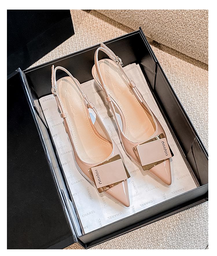 Модные французские сандалии для женщин Лето 2025 Бриллиантовый острый носок Тонкий высокий каблук Женская обувь Большой размер Женские сандалии 41 42 43