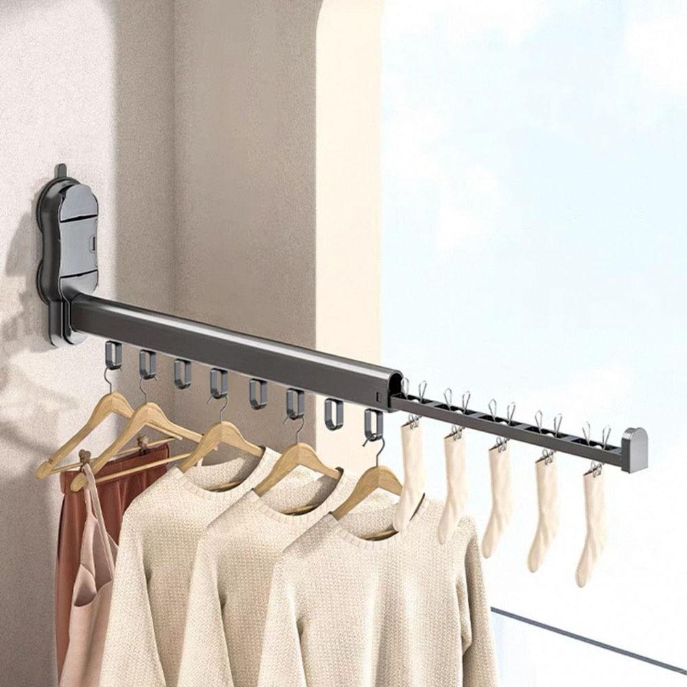 Wall Mounted Folding Clothes Rack Large Capacity Laundry Hanger Lingerie