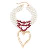 Ожерелье-чокер с подвеской в виде сердца для женщин, многослойная цепочка с имитацией жемчуга, ювелирные изделия в стиле стимпанк, подарок