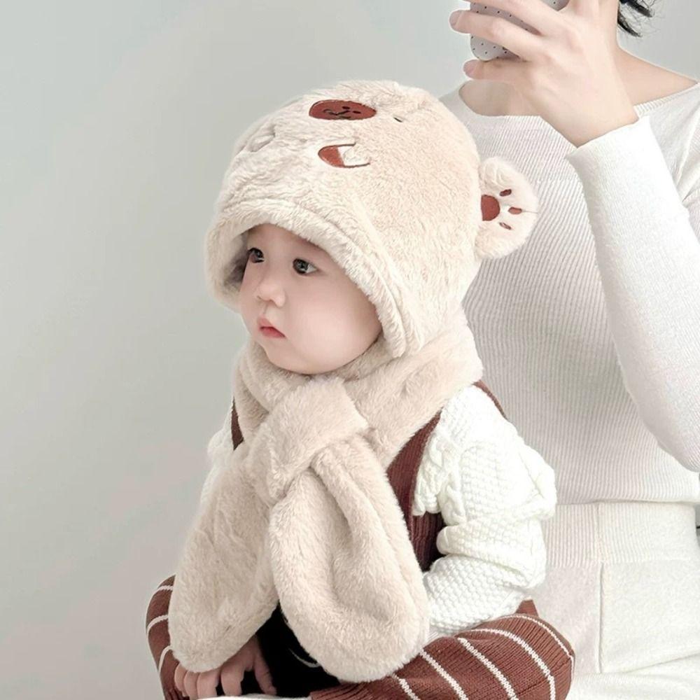 Коралловый флис Капибара пушистая шапка повседневная детская зимняя шапка детский комплект шапка шарф протектор для ушей