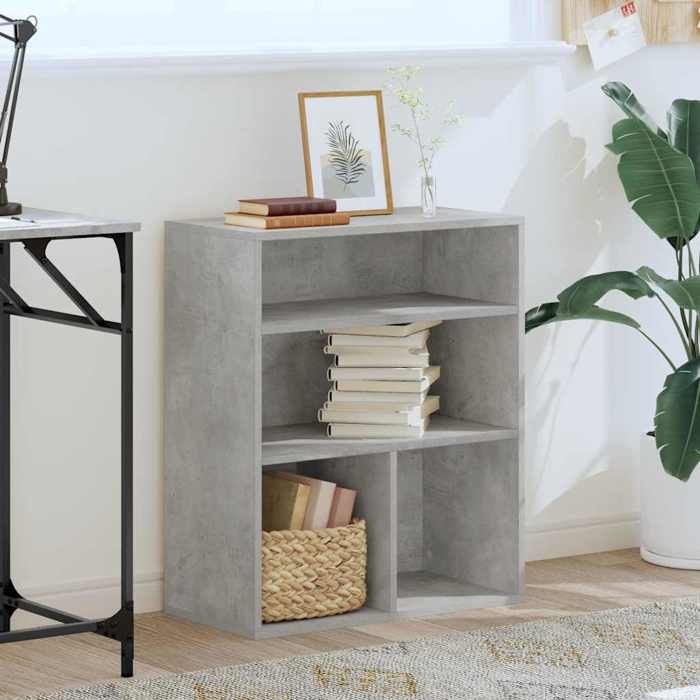VidaXL Bibliothèque gris béton 60x30x71,5 cm bois d'ingénierie, armoire de rangement, étagère de rangement, unité de 860313