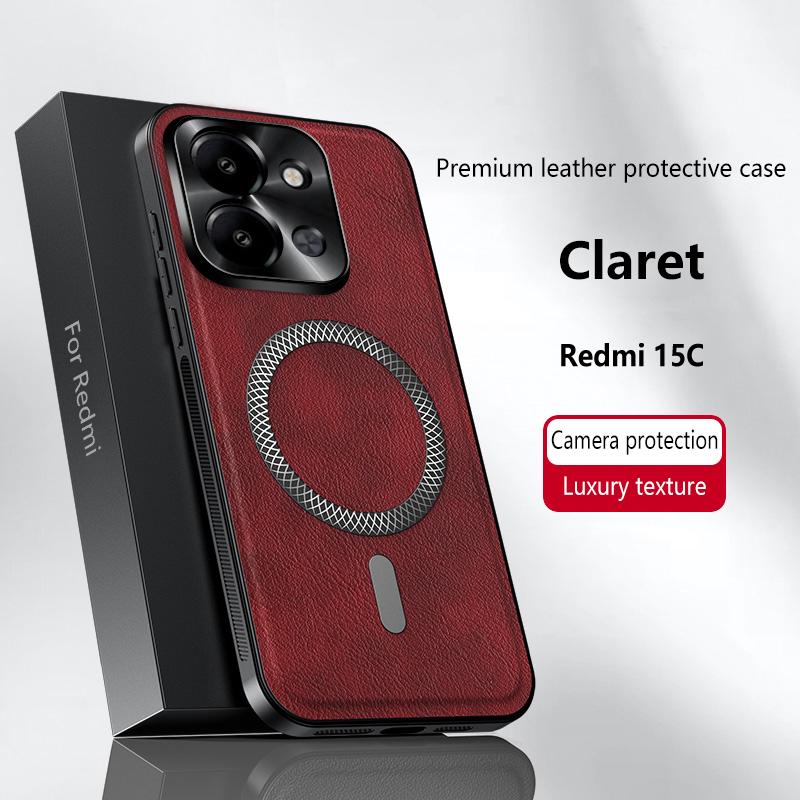 For Redmi 15C Leather Full-cover Magnetic Waterproof Shockproof Fingerprint Phone Case