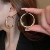 Twisted Hoop Earrings With Rhinestone Inlaid, Hypoallergenic Silver Needle Ear Rings, Fashion Daily Jewelry For Women