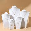 White Leather Portrait Model Neck Necklace Rack, Counter Jewelry Hanger, Collarbone Chain Necklace Display