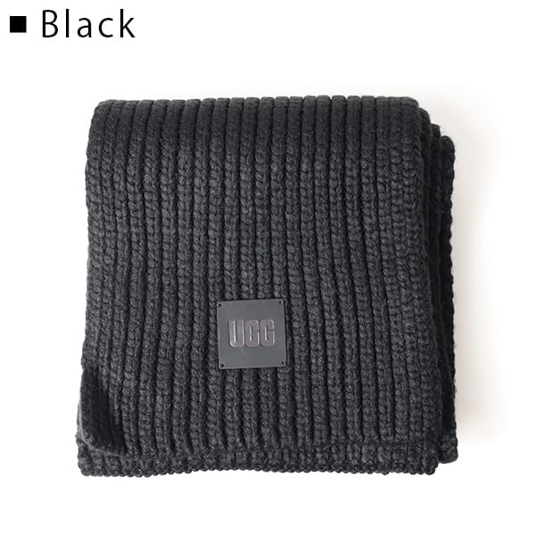UGG W CHUNKY RIB KNIT SCARF Женский шарф крупной вязки в рубчик, Размер 20166 (черный) [Параллельный импорт]
