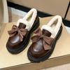 Модные кожаные туфли женские 2024 года, удобные мокасины с круглым носком, толстая подошва, повседневные теплые хлопковые туфли в стиле Лолиты, туфли Мэри Джейн с неглубоким носком