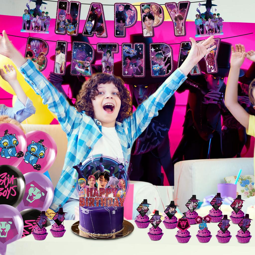 Birthday Theme Party Decoration Banner Pull Flag Cake Flag - Set