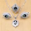 Natural Mystic Rainbow Cubic Zirconia 925 Silver Jewelry Sets For Women Wedding Earrings /Pendant /Rings /Necklace Set