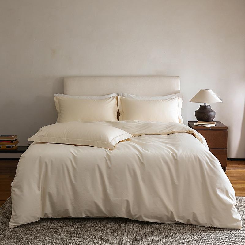 Pure cotton shares Xinjiang velvet solid color four-piece set cotton simple satin skin-friendly pure cotton satin four-piece set