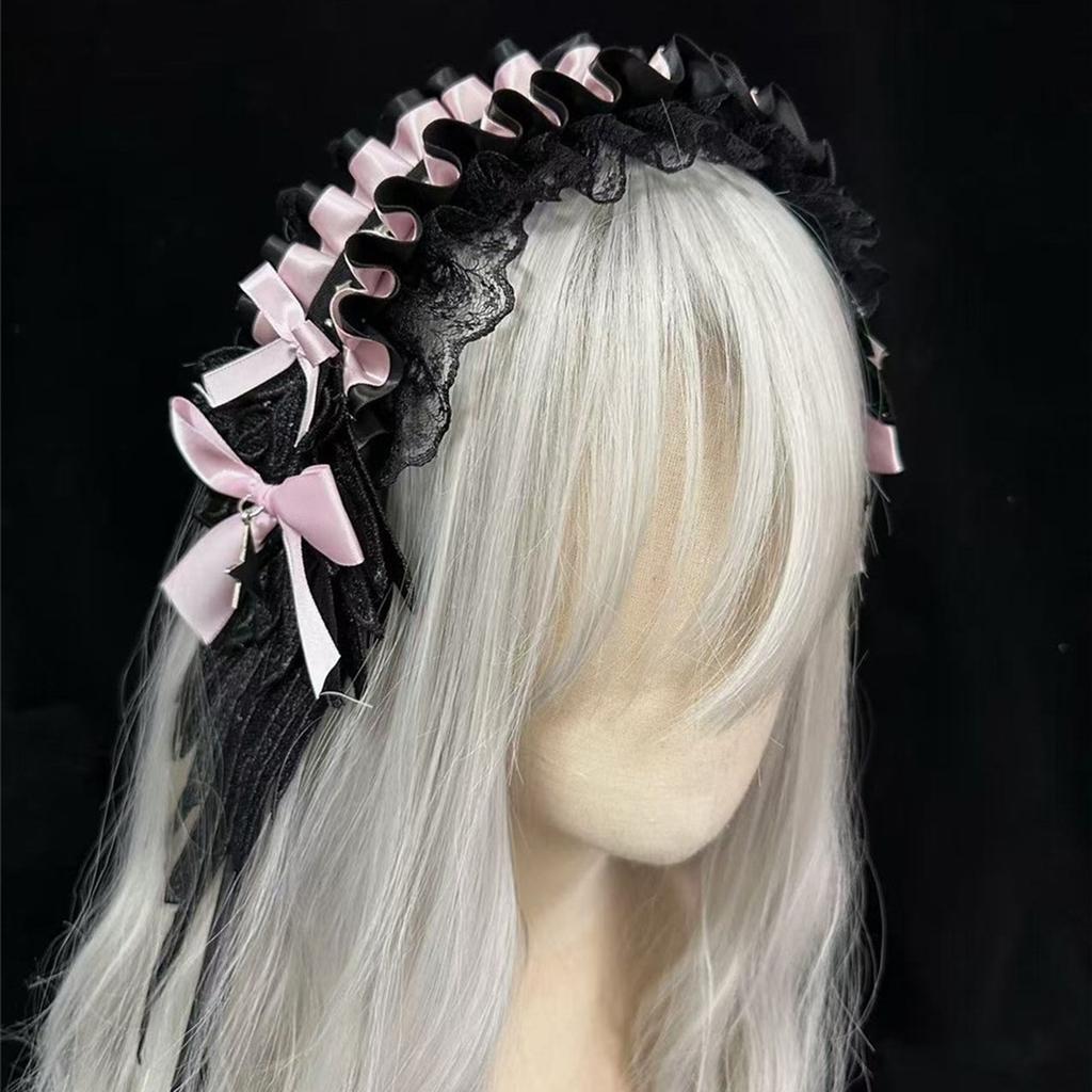 Стильное украшение для головы с бантиком, элегантное украшение для волос, повязка для волос в стиле Лолиты, отлично подходит для того, чтобы подчеркнуть ваш образ на мероприятии