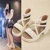 Wear 2025 Roman Sandals Women's New Summer Outer High Heels with Skirt Sandals Casual Versatile Explosion Beach