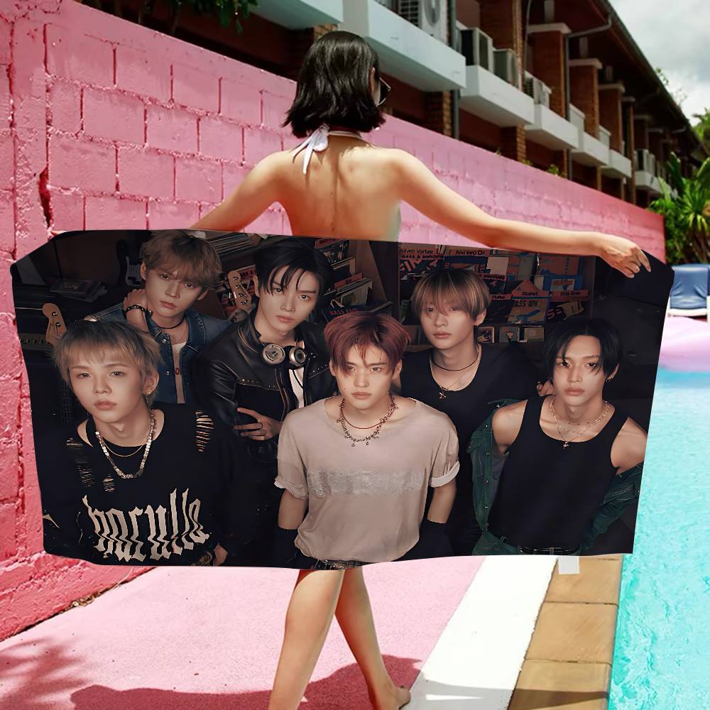 Kpop RIIZE Аниме Пляжное Полотенце для Купания Мягкое Впитывающее Мочалка Детские Подарки Для Детей Путешествия Кемпинг Спортзал