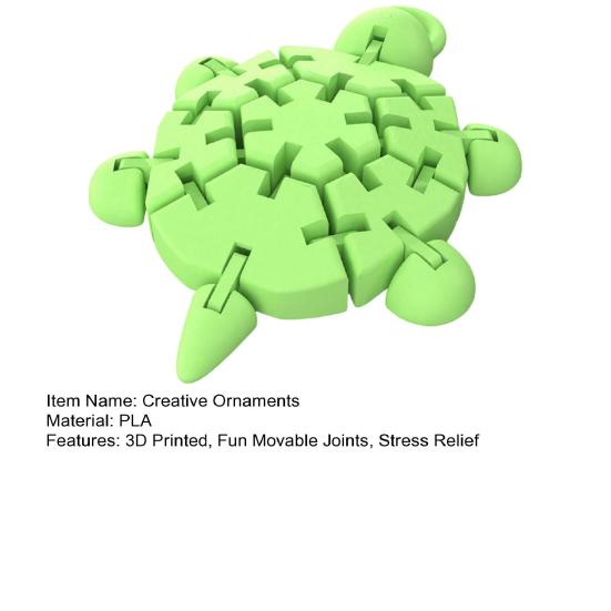 Nostalgie Articulated Turtle Figurine, 3D Printed Cute Tortoise with Movable Joints, Flexible Reptile Toy for Desk, Stress Relief Gift