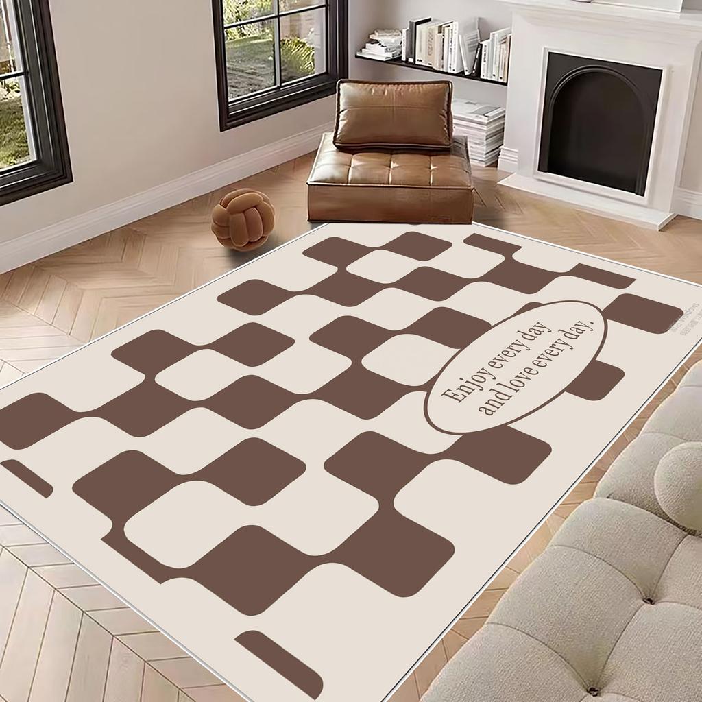 Carpets for Living Room Black and White Plaid Simple Rug Modern Beige Home Decoration Bedroom Carpet Large Area Soft Floor Mat