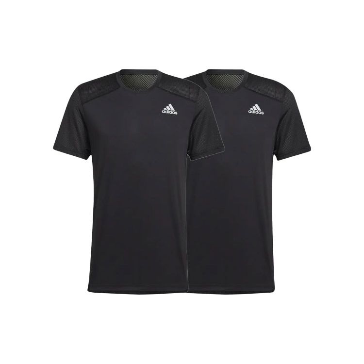 adidas Однотонная футболка с круглым вырезом и логотипом, мужские топы, черные H59885