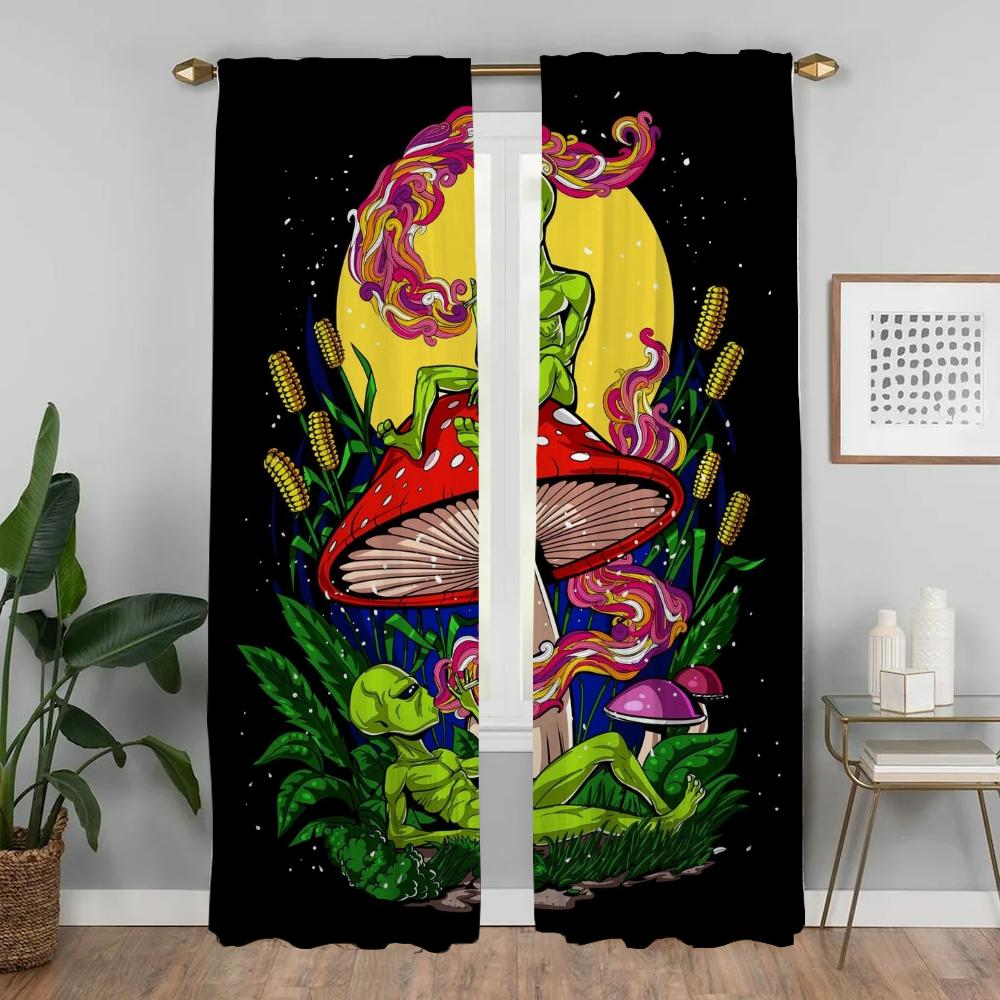 Абстрактные Грибные Узоры Домашний Интерьер Шторы 2 Части Современные Шторы Для Гостиной Для Камеры Жалюзи Затемняющие Шторы Шторы