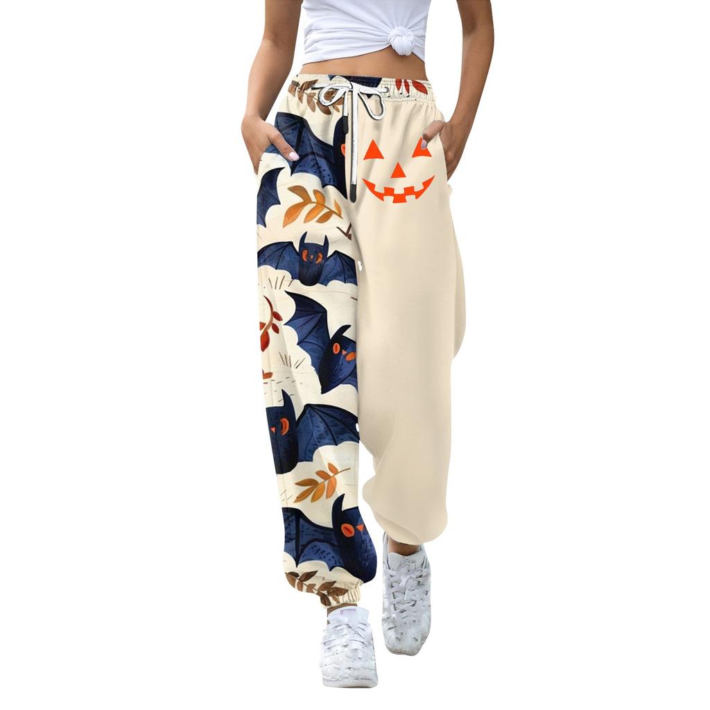 Женские повседневные модные спортивные штаны с принтом на Хэллоуин, повседневные брюки