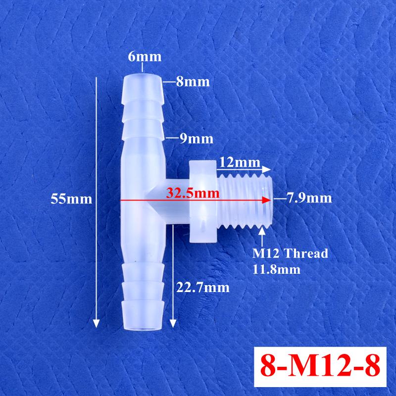 10Pcs/lot M6~M12 Male Thread Tee Connector 2~10mm 3-Ways Connectors Aquarium Tank Hose Pagoda Joints Air Pump Adapter Garden Water Pipe Joint