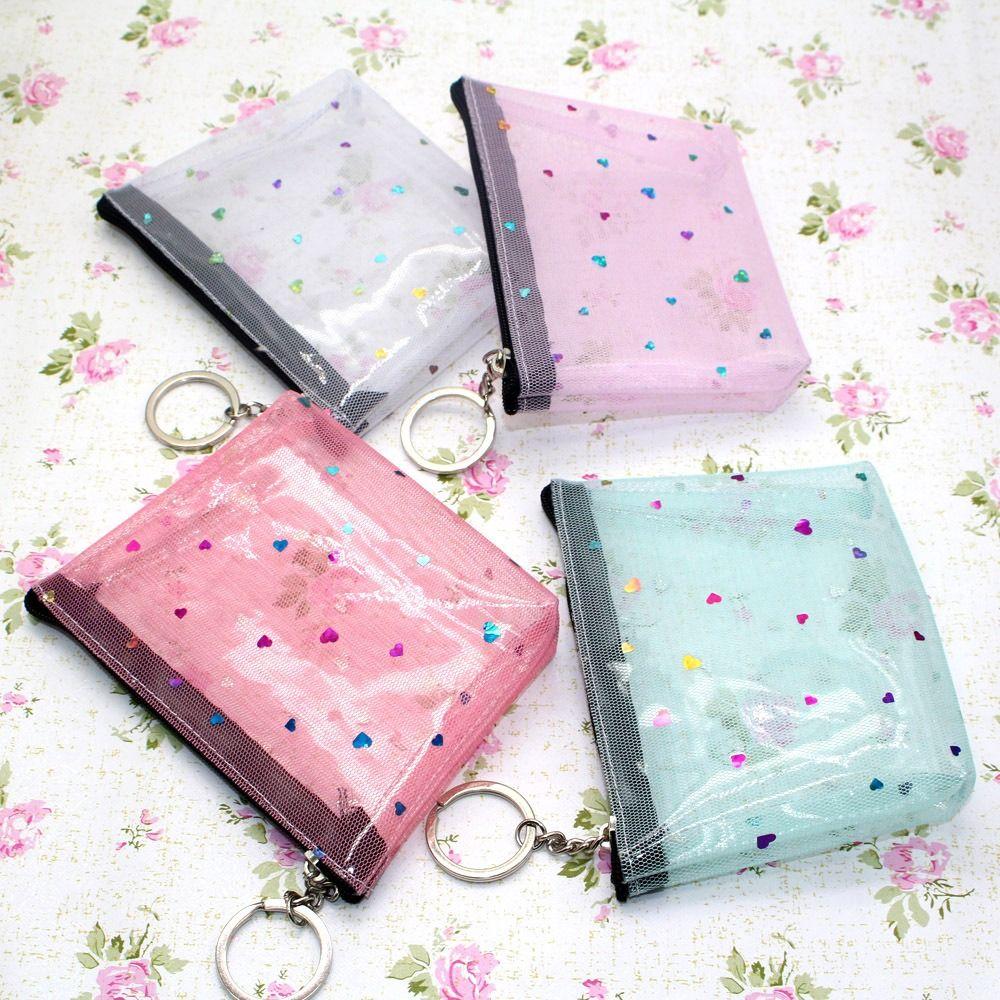 Zipper Transparent Coin Purse Candy Color Card Storage Bag Simple Small Wallet Lady